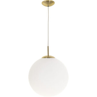 Suspensão GLOBAL 1xE27 Alt.Reg.xD.25cm dourado/branco