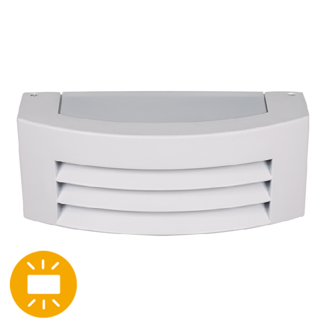 Aplique MISSISSIPI IP44 1xE27 C.29xL.12,5xAlt.10cm alumínio + policarbonato (PC) branco