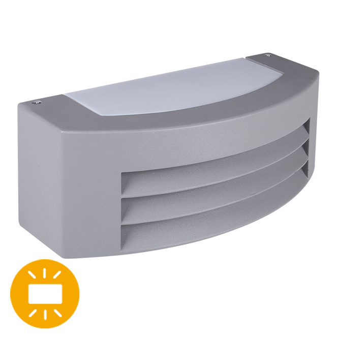 Aplique MISSISSIPI IP44 1xE27 C.29xL.12,5xAlt.10cm alumínio + policarbonato (PC) cinzento