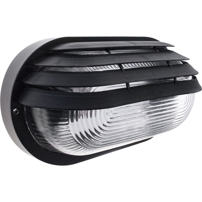 Aplique CAIMA pequeno IP44 1xE27 C.20xL.9,5xAlt.12cm policarbonato (PC) + vidro preto