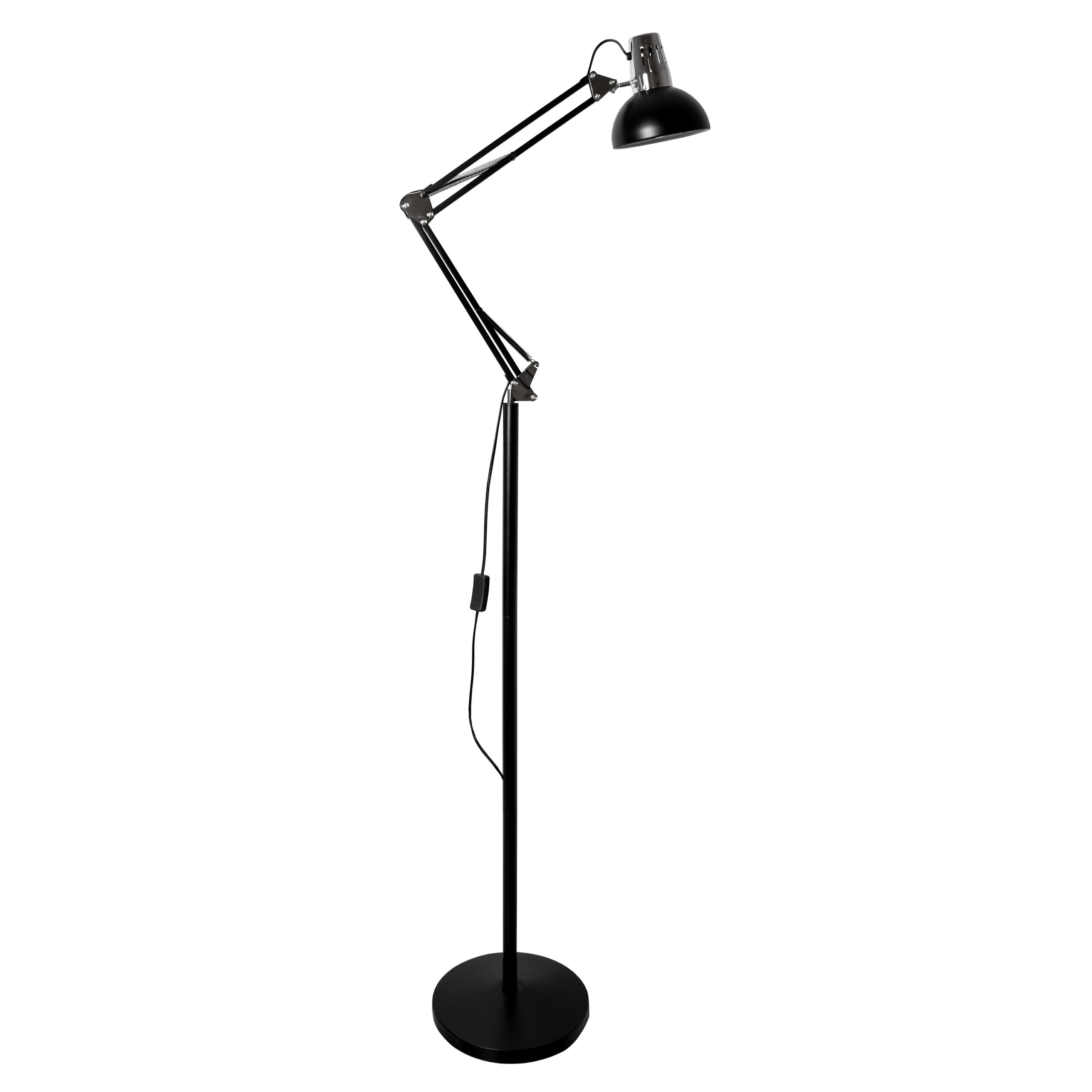 Candeeiro de pé ANTIGONA articulado 1xE27 C.15xL.12,5xAlt.Reg.cm preto e cromado