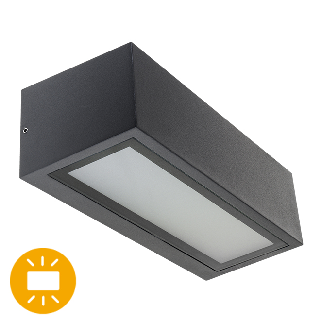 Aplique CORGO IP54 1xE27 C.26xL.10,6xAlt.8cm alumínio+vidro antracite