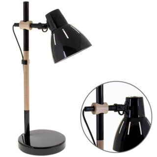 Candeeiro de mesa DALVA 1xE27 Alt.47xD.23cm preto/madeira natural