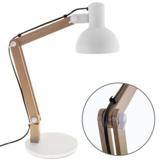 Candeeiro de mesa DARCI 1xE27 Alt.Reg.xD.35cm branco/madeira natural