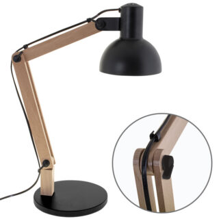 Candeeiro de mesa DARCI 1xE27 Alt.Reg.xD.35cm preto/madeira natural