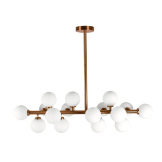 Candeeiro de tecto ANAMAR 16xG9 C.92,5xL.28xAlt.69cm dourado/branco