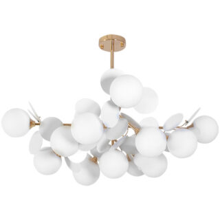 Candeeiro de tecto AKIRA 13xG9 Alt.62xD.93cm dourado/branco