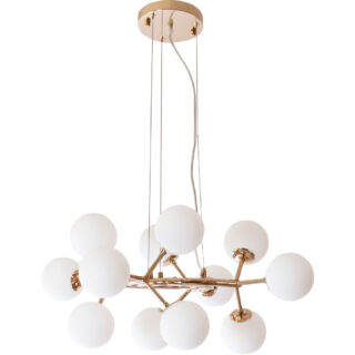 Candeeiro de tecto ANABEL 12xG9 Alt.Reg.xD.65cm dourado/branco