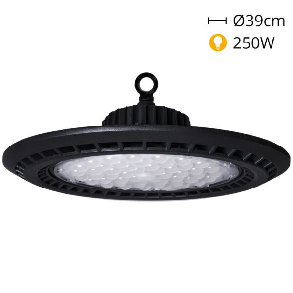 Campânula SUPERVISION IP65 1x250W LED 25000lm 6400K 90° Alt.18xD.39cm Preto