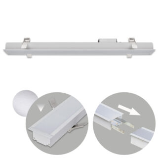 Barra de encastrar LINEX B2 60cm 1x20W LED 1600lm 6400K 110° C.61,5xL.6,5xAlt.3,5cm alumínio