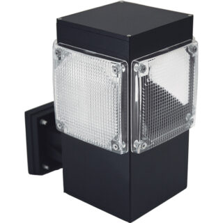 Aplique GARDUNHA quadrado IP54 1xE27 C.18xL.26xAlt.30cm alumínio+plástico preto