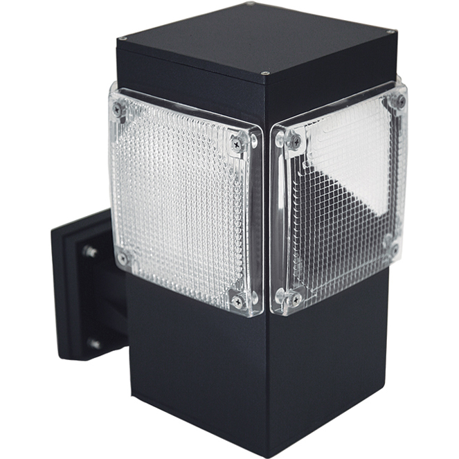 Aplique GARDUNHA quadrado IP54 1xE27 C.18xL.26xAlt.30cm alumínio+plástico preto