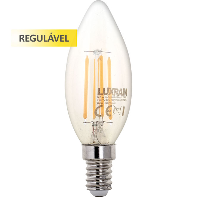 Lâmpada E14 Fino Vela Value Classic Led Regulável P Níveis 6 5w 2700k