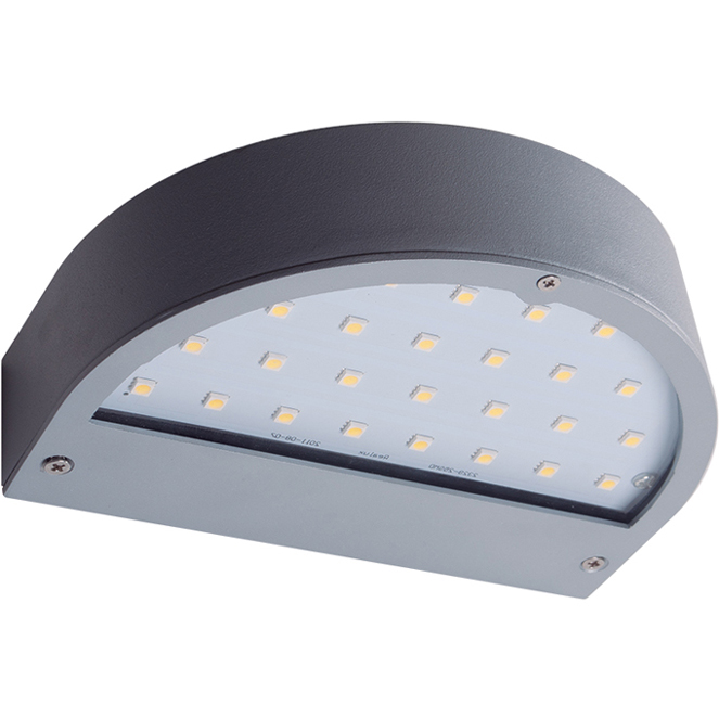 Aplique JUBA IP54 25x0,2W LED 450lm 4000K C.18xL.13xAlt.4,5cm metal+vidro cinzento