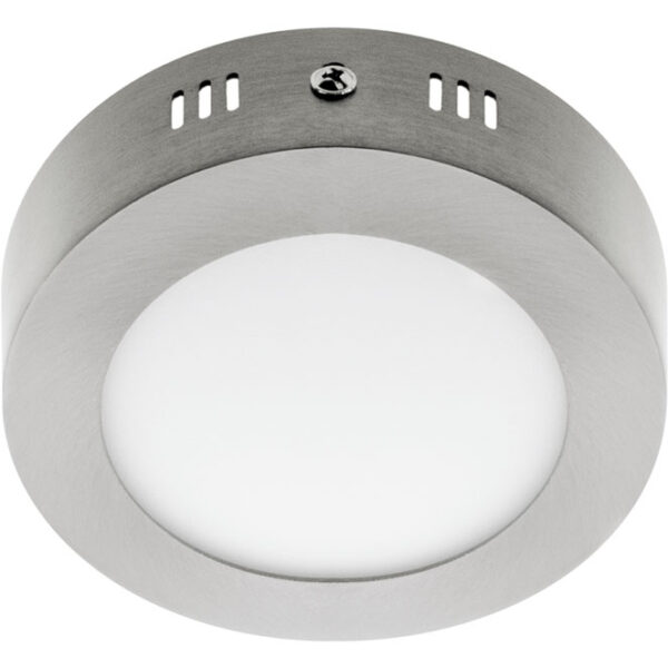 Plafond ESCUDO redondo 1x6W LED 336lm 6000K 120° Alt.3,5xD.12cm Níquel