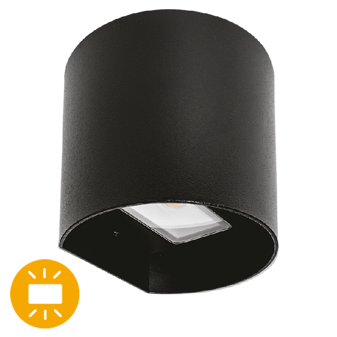Aplique SABOR IP54 2x4W LED 650lm 6500K 95°C.11xL.9,5xAlt.11cm alumínio preto
