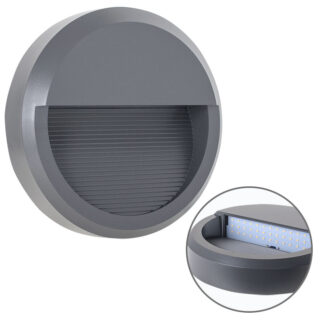 Aplique LORDELO redondo IP65 1x8W LED 500lm 4000K Alt.5,5xD.23cm ABS+PC antracite