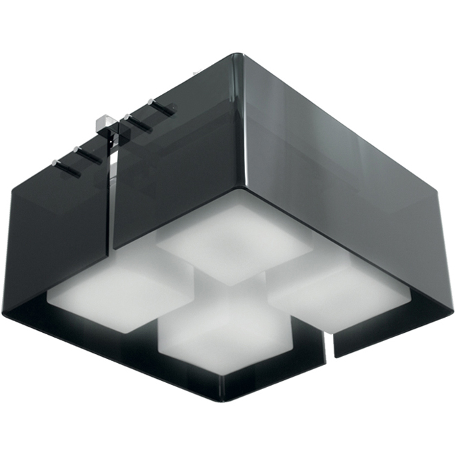 Plafond ROBERTA quadrado 4xE27 C.41xL.41xAlt.21cm preto/cromado