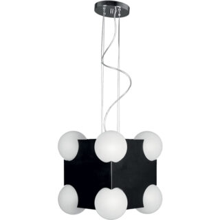 Suspensão CUBO pequeno 8xE27 C.34xL.34xAlt.Reg.cm preto
