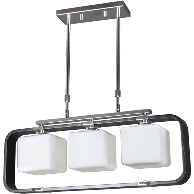 Candeeiro de tecto IRINA rectangular 3xE27 C.65xL.13xAlt.Reg.cm wengue/cromado