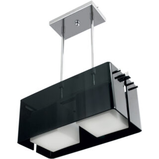 Candeeiro de tecto ROBERTA quadrado 2xE27 C.46xL.20xAlt.Reg.cm acrílico preto/cromado