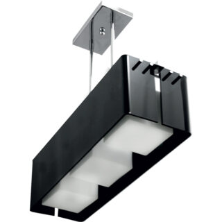 Candeeiro de tecto ROBERTA quadrado 3xE27 C.65,5xL.20xAlt.Reg.cm acrílico preto/cromado