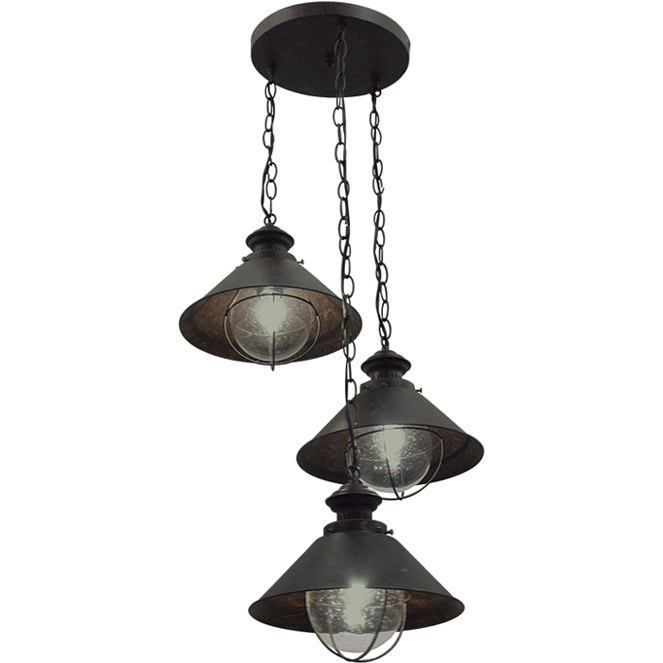 Candeeiro de tecto BOLZANO 3xE27 Alt.Reg.xD.40cm castanho