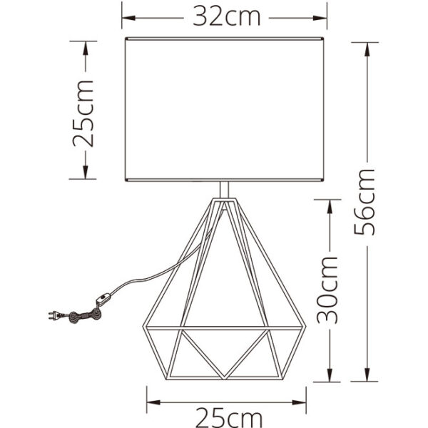 Candeeiro de mesa ABRANTES 1xE27 Alt.56,5xD.32cm Preto/Branco - Image 2