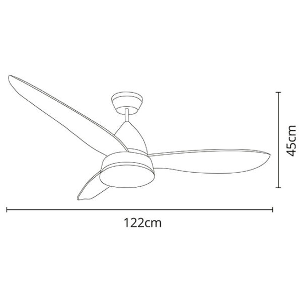 Ventoinha de tecto MARINO branca, 3 palas, 16W LED 4000K, Alt.45xD.122cm - Image 3