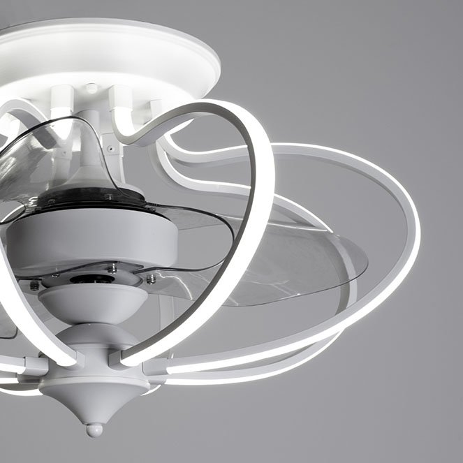 Ventoinha de tecto KAI branca, 3 palas, 120W LED 3000|4000|6500K, Alt.35xD.60cm - Image 2