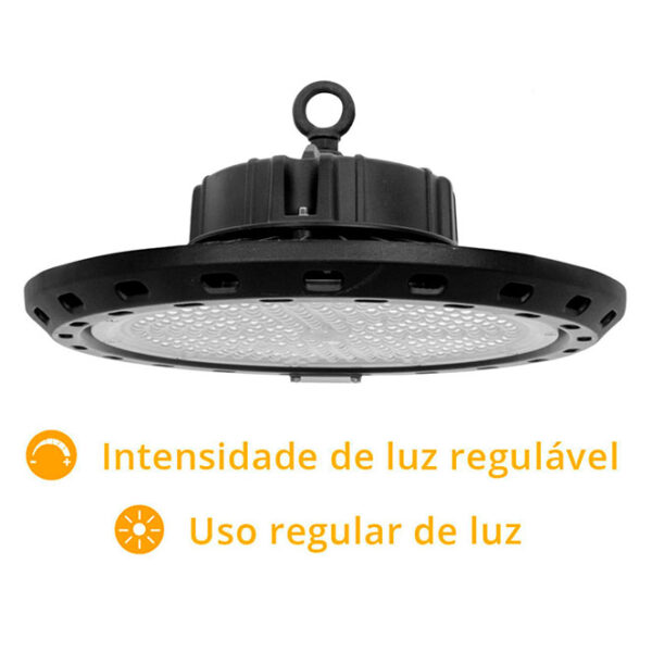 Campânula SUPERVISION luz regulável IP65 1x250W LED 25000lm 6400K 90° Alt.18,5xD.39cm Preto - Image 2