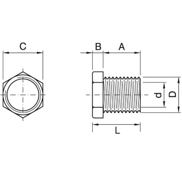 Tubo passa-cabos com cabeça hexagonal e rosca M10x1 de 10mm, em resina termoplástica branca - Image 2