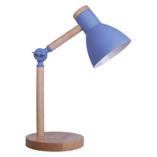 Candeeiro de mesa TEACHER 1xE27 Alt.47cmxD.15cm azul mate/madeira