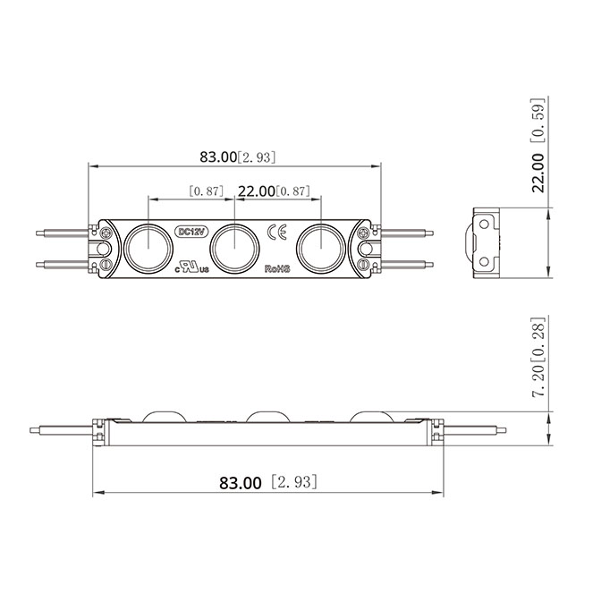 Módulo LED ZE03 linear 1,5W 83mm IP65 12VDC 7000K - Image 2