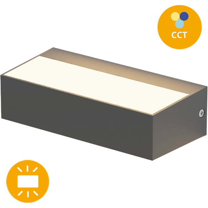 Aplique CORVO IP65 9W LED CCT 3000/4000/6500K C.17,1xL.4,6xAlt.8,3cm antracite