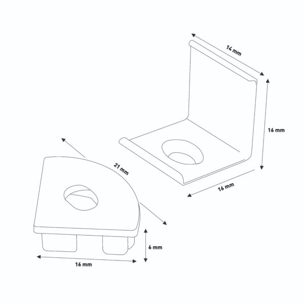 Pack de 2 topos e grampos para perfil LM3742 - Image 2