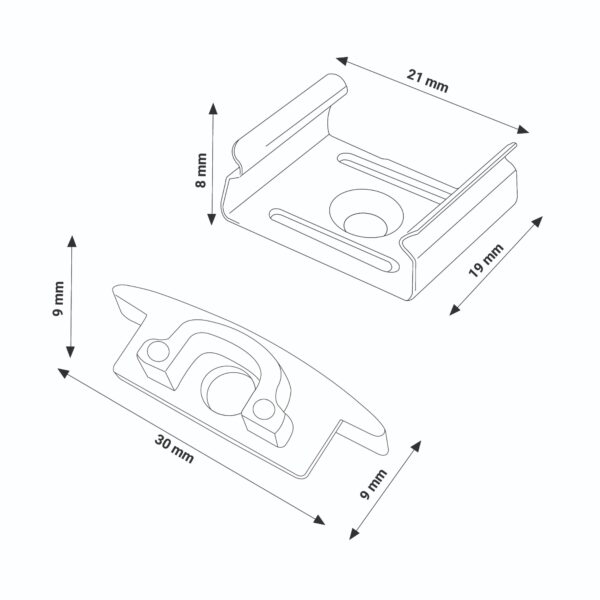 Pack de 2 topos e grampos para perfil LM3706 - Image 2