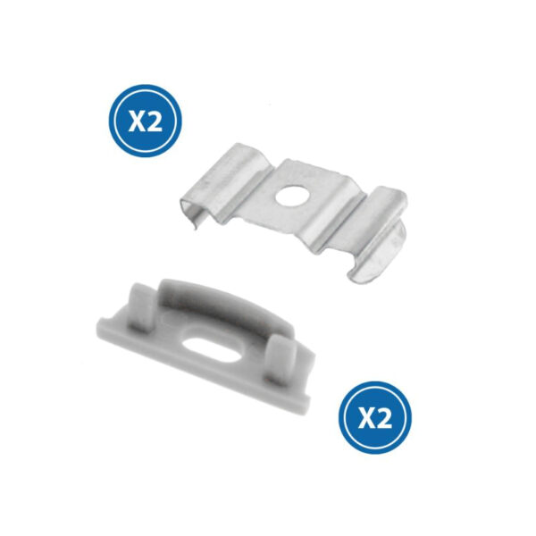 Pack de 2 topos e grampos para perfil  LM3737