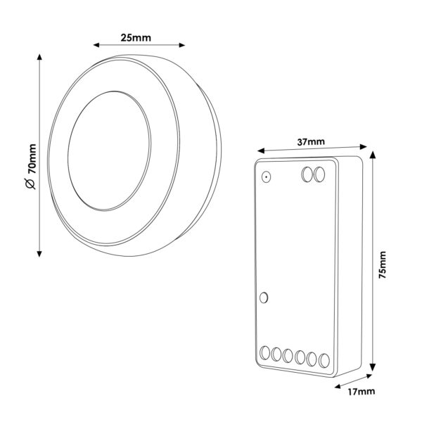 Regolatore Dimmer Monocolore+CCT 12/24V DC + Telecomando RF - Image 2