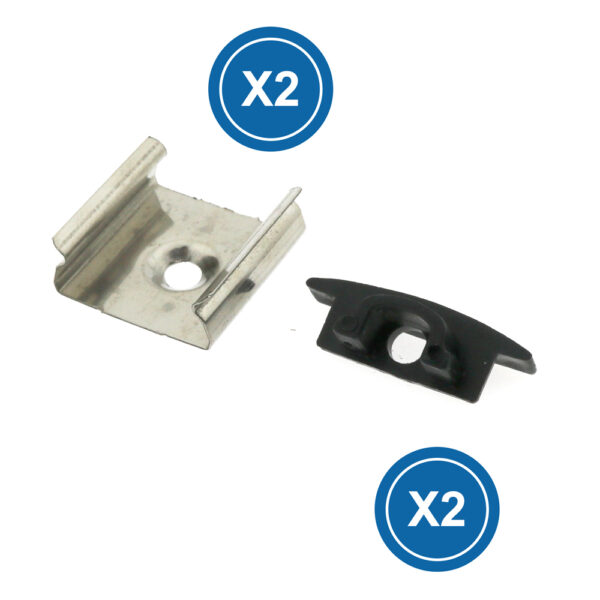 Pack de 2 topos e grampos para perfil LM3706