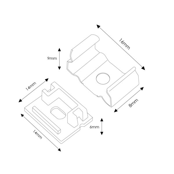 Pack de 2 topos e 2 grampos para perfil LM3709 - Image 2