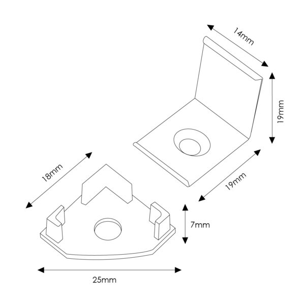 Pack de 2 topos e 2 grampos para perfil LM3717 - Image 2