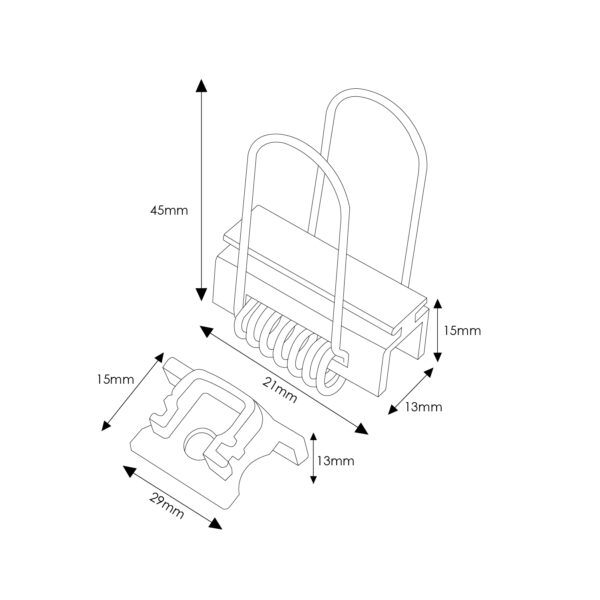 Pack de 2 topos e 2 grampos para perfil LM3725 - Image 2