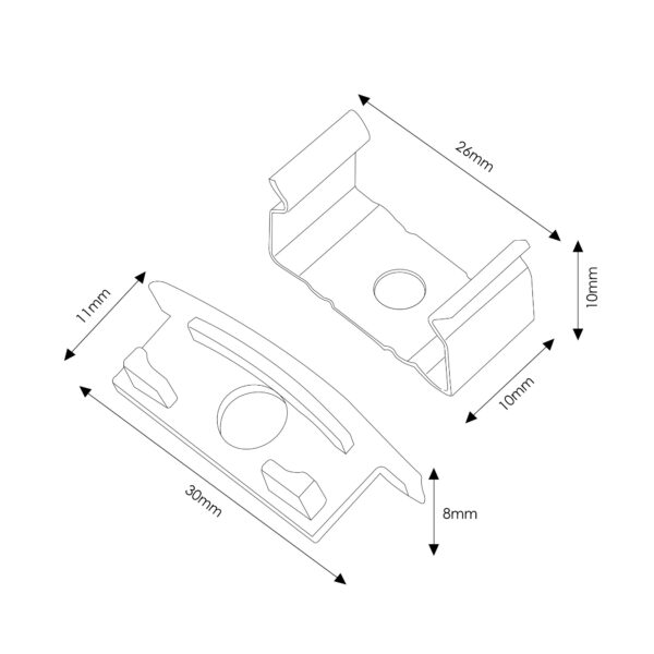 Pack de 2 topos e 2 grampos para perfil LM3731 - Image 2