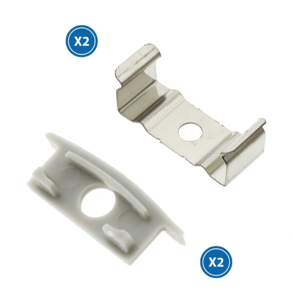 Pack de 2 topos e 2 grampos para perfil LM3731