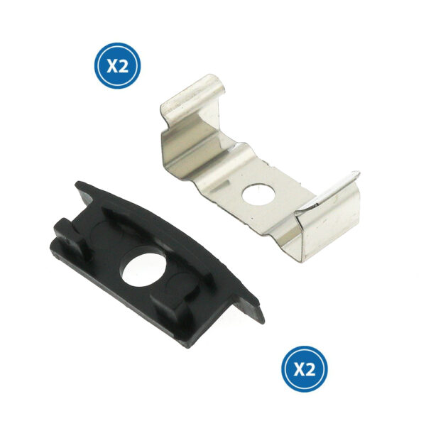 Pack de 2 topos e 2 grampos para perfil LM3732