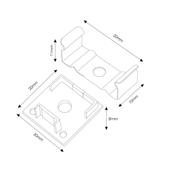 Pack de 2 topos e 2 grampos para perfil LM3751 - Image 2