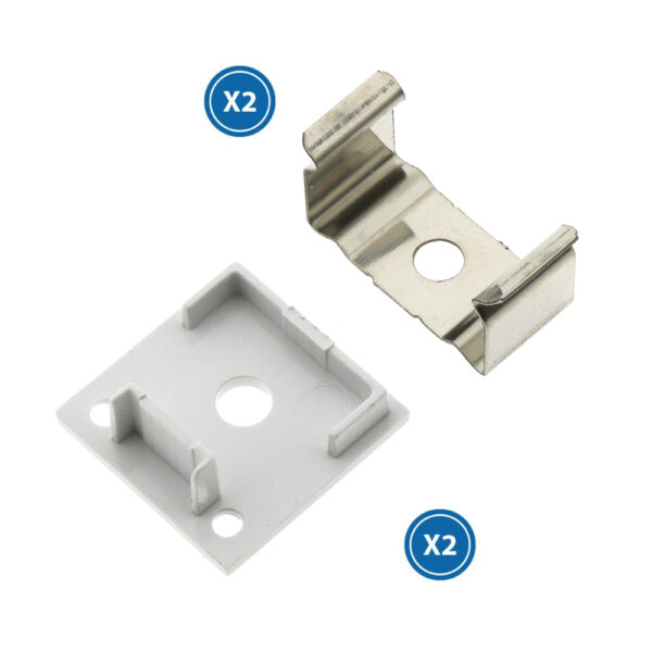 Pack de 2 topos e 2 grampos para perfil LM3751