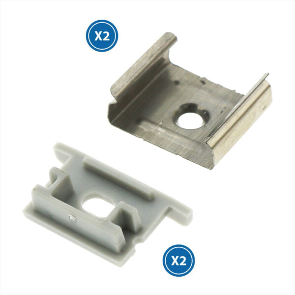 Pack de 2 topos e 2 grampos para perfil LM3763