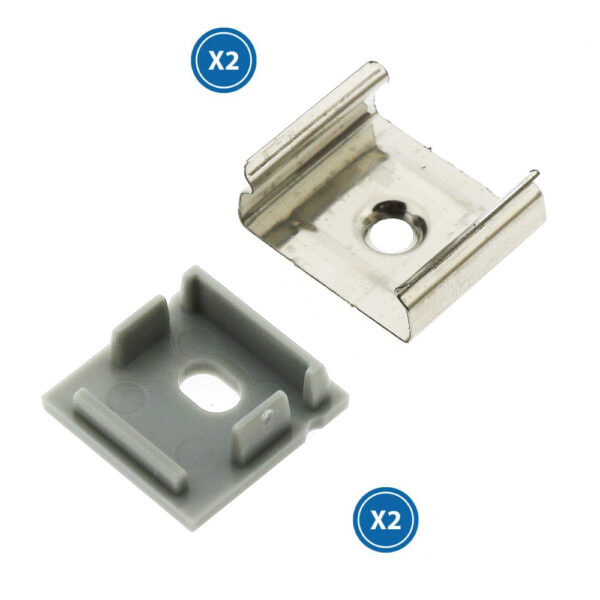 Pack de 2 topos e 2 grampos para perfil LM3765